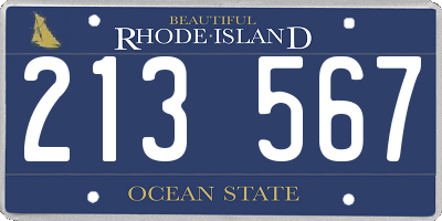 RI license plate 213567