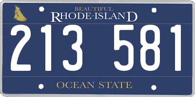 RI license plate 213581