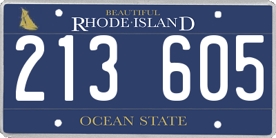 RI license plate 213605