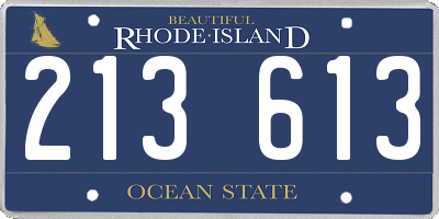RI license plate 213613