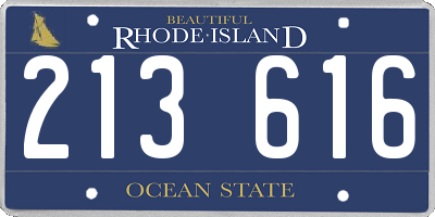 RI license plate 213616