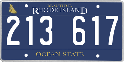 RI license plate 213617