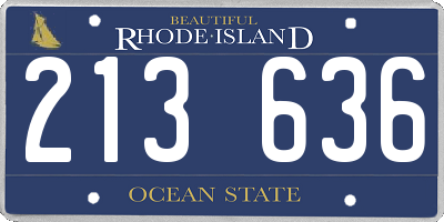 RI license plate 213636