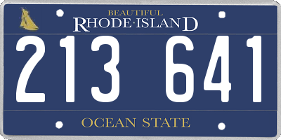 RI license plate 213641