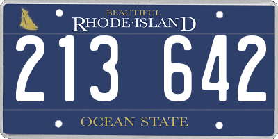 RI license plate 213642