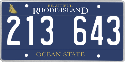 RI license plate 213643
