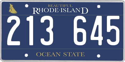 RI license plate 213645