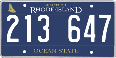 RI license plate 213647