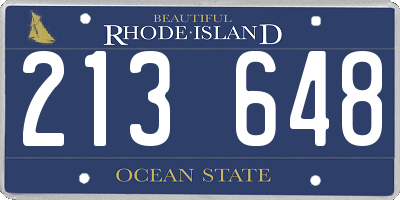 RI license plate 213648
