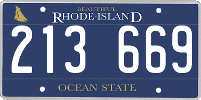 RI license plate 213669