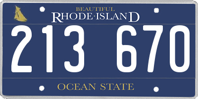 RI license plate 213670