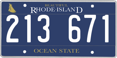 RI license plate 213671