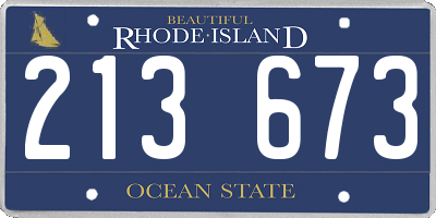RI license plate 213673