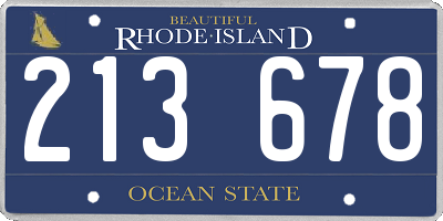 RI license plate 213678