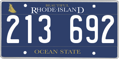 RI license plate 213692