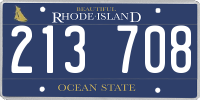 RI license plate 213708