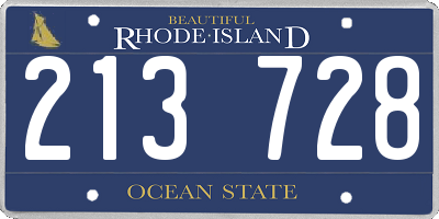 RI license plate 213728