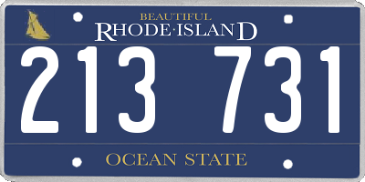 RI license plate 213731