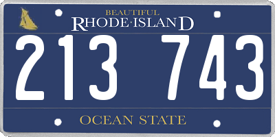 RI license plate 213743