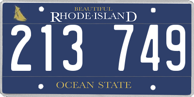 RI license plate 213749