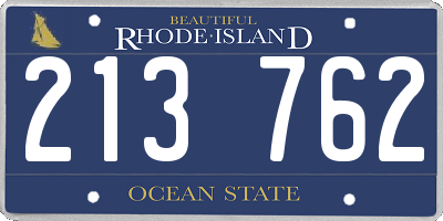 RI license plate 213762