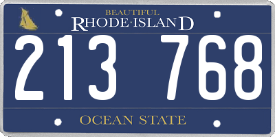 RI license plate 213768