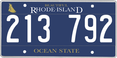 RI license plate 213792