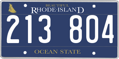 RI license plate 213804