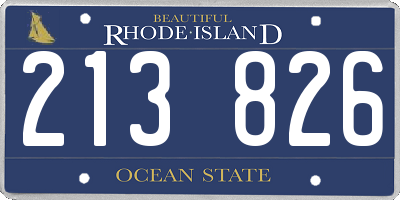 RI license plate 213826