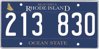 RI license plate 213830