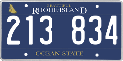 RI license plate 213834