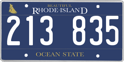 RI license plate 213835