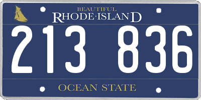 RI license plate 213836