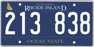RI license plate 213838