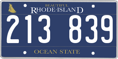 RI license plate 213839