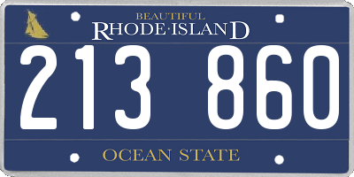 RI license plate 213860