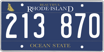 RI license plate 213870