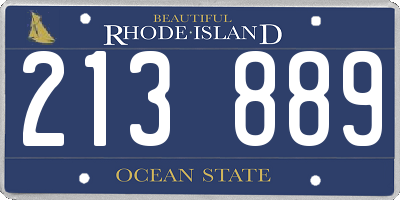 RI license plate 213889