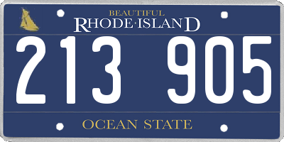 RI license plate 213905
