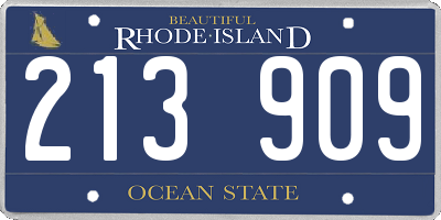 RI license plate 213909