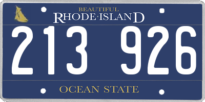 RI license plate 213926