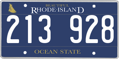 RI license plate 213928