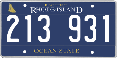 RI license plate 213931