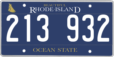 RI license plate 213932