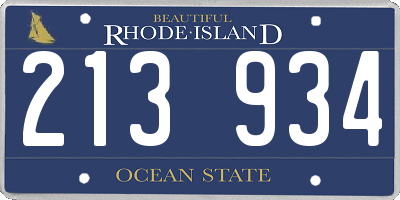 RI license plate 213934