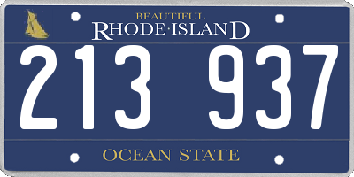 RI license plate 213937