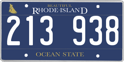 RI license plate 213938