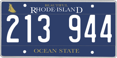 RI license plate 213944