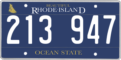 RI license plate 213947