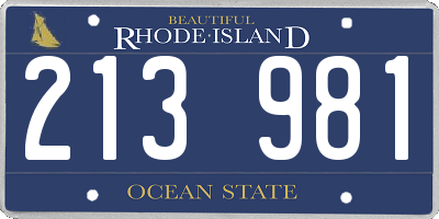 RI license plate 213981